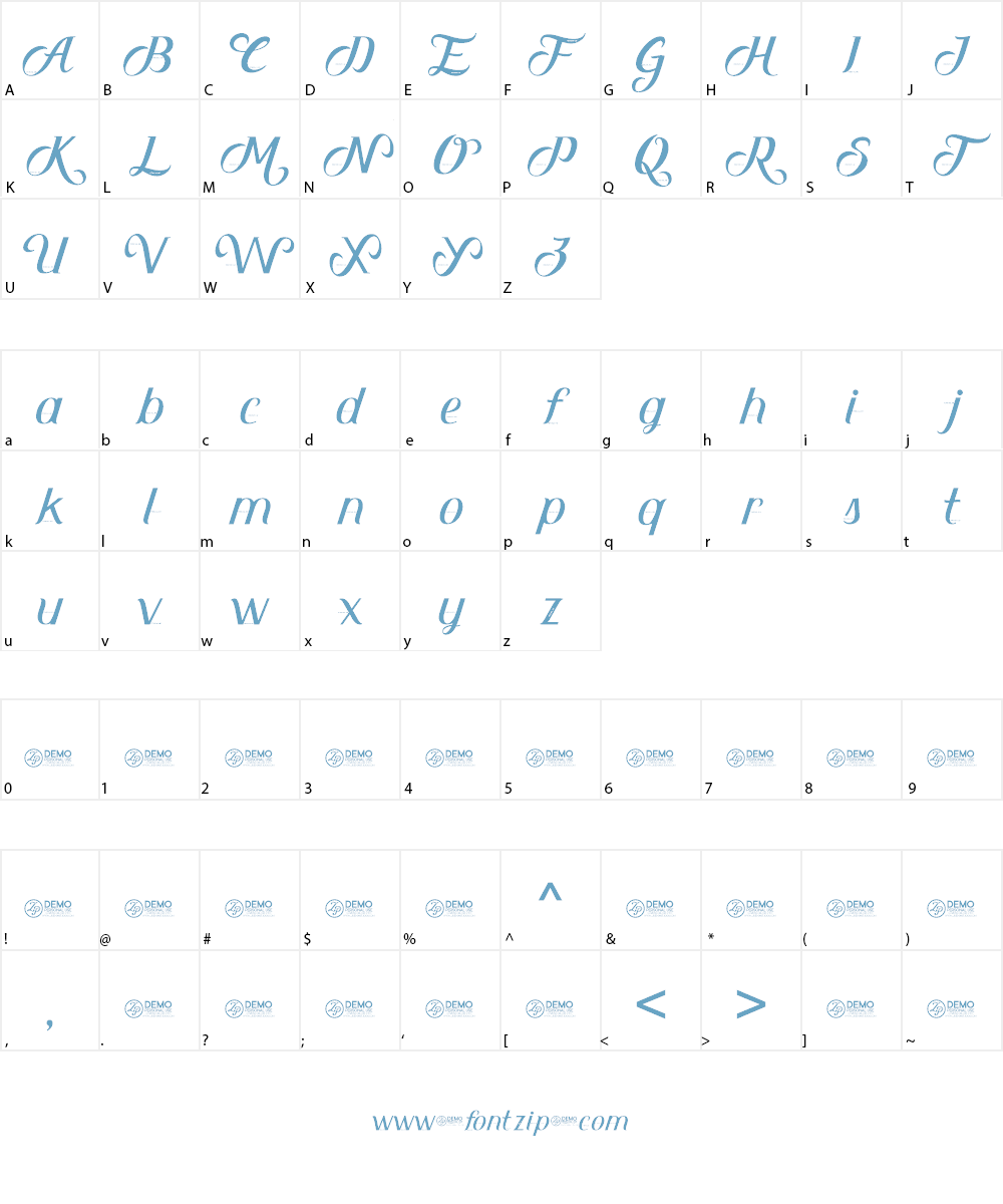 Zilap Sensitive DEMO Font Character